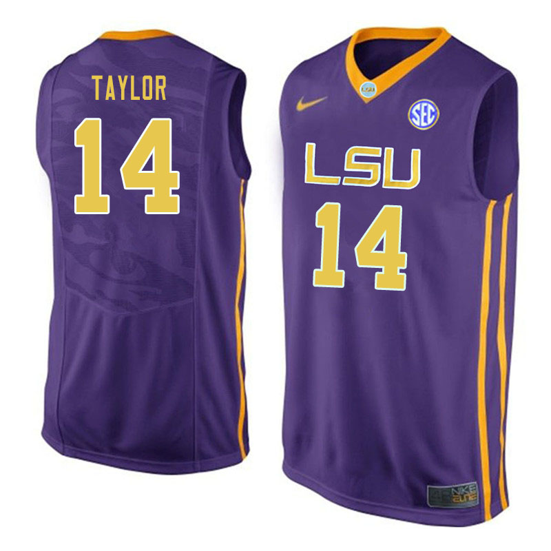 Men #14 Marlon Taylor LSU Tigers College Basketball Jerseys Sale-Purple